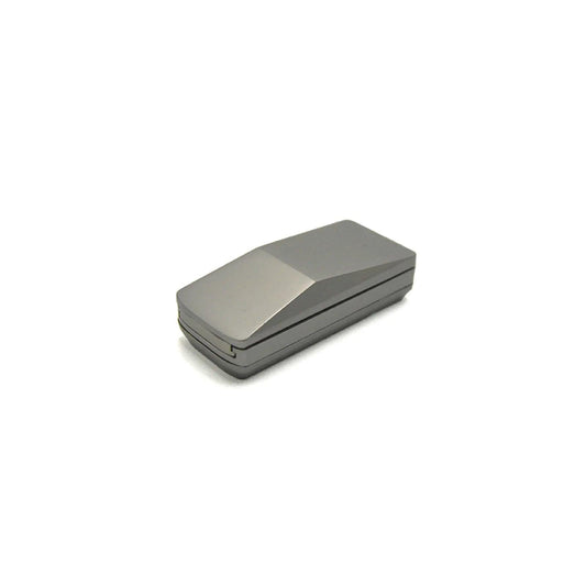 silver-grey metal truck fidget slider for adults, showing the two-tone brushed and polished silver-grey finish