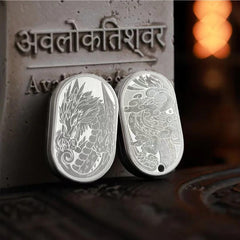 metal dragon fidget slider for adults, showing the finely engraved Chinese dragon and cloud design