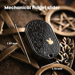 black metal rabbit fidget slider for adults, held in hand as a compact metal EDC fidget toy