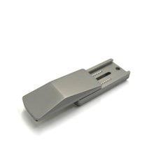 silver-grey metal truck fidget slider for adults, close-up of the engraved detail and mechanical push-slide