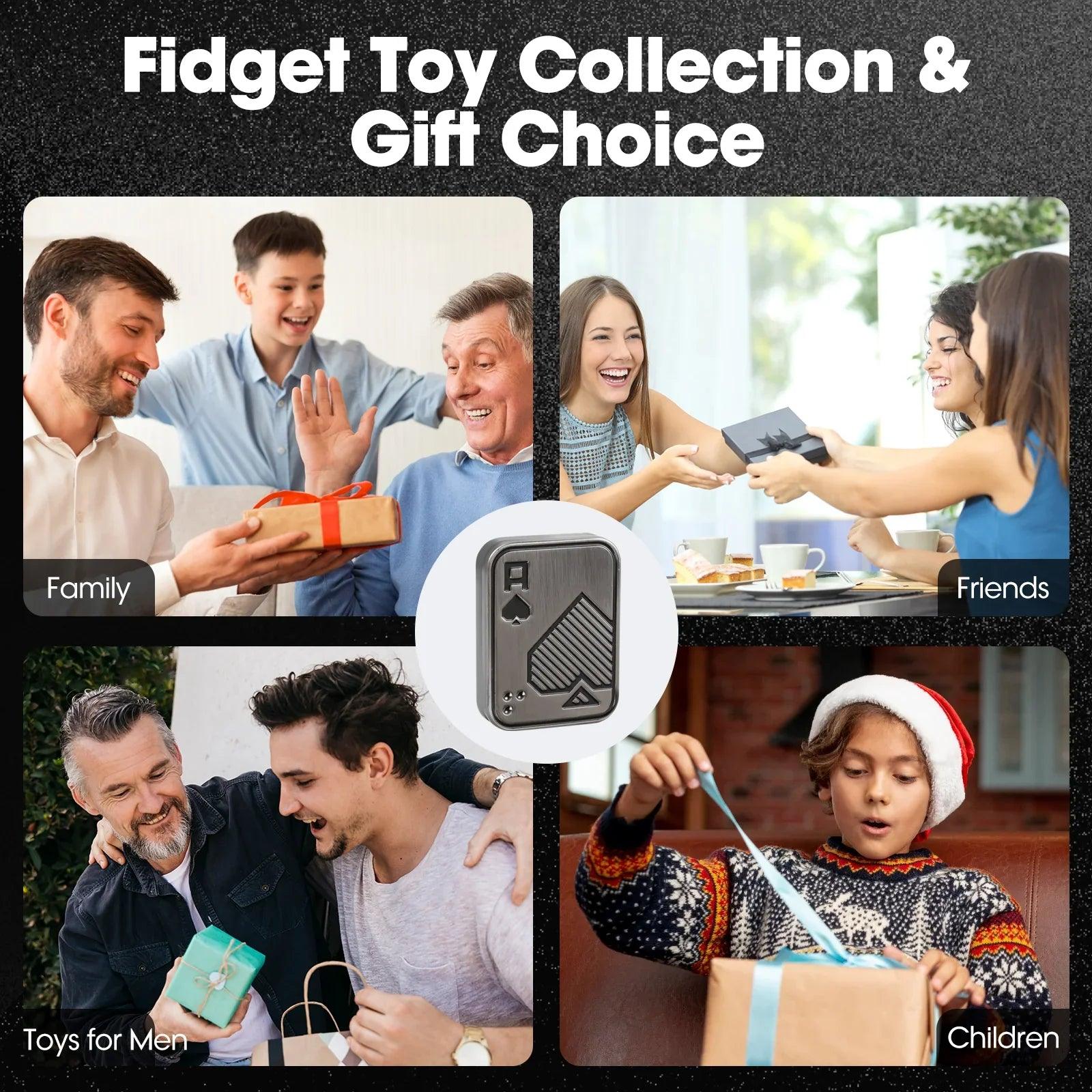 Silver poker card fidget slider gift idea for men, an EDC fidget toy for adults and teens