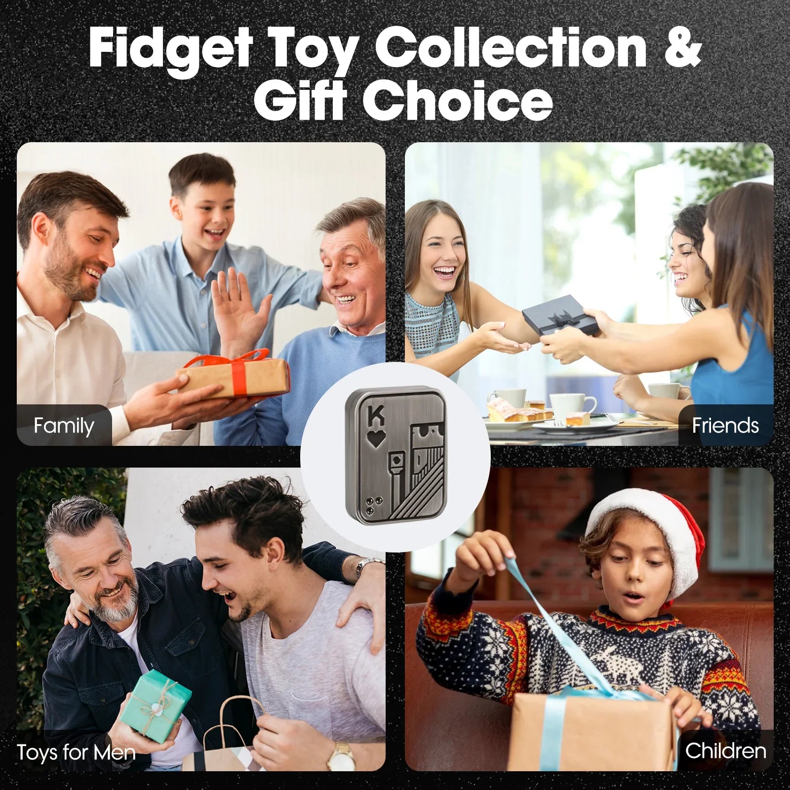 Silver poker card fidget slider gift idea for men, an EDC fidget toy for adults and teens