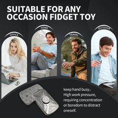 silver Vortex 2-in-1 metal fidget spinner and slider for adults, for stress and focus at the desk
