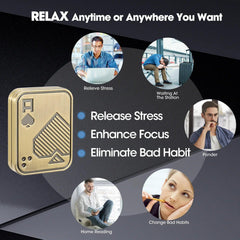 Adult using the Ace of Spades fidget slider for stress and focus while working, reading and commuting