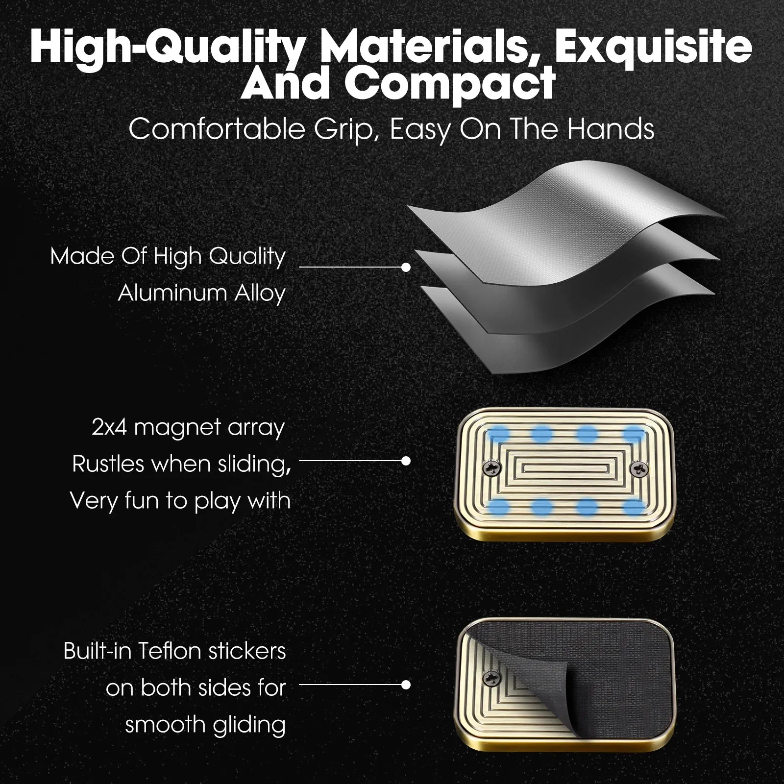 metal brick chocolate-bar fidget slider for adults, on a desk, a pocket fidget for restless hands