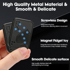 Close-up of the electroplated stainless steel Ace of Spades fidget slider showing its screwless design and magnetic click