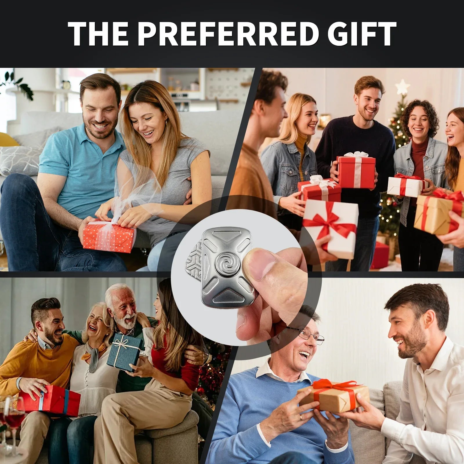 silver Vortex 2-in-1 metal fidget spinner and slider for adults, an EDC gift idea for adults and teens