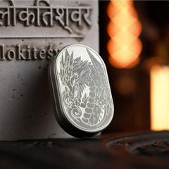 metal dragon fidget slider for adults, alternate angle of the metal slider for adults
