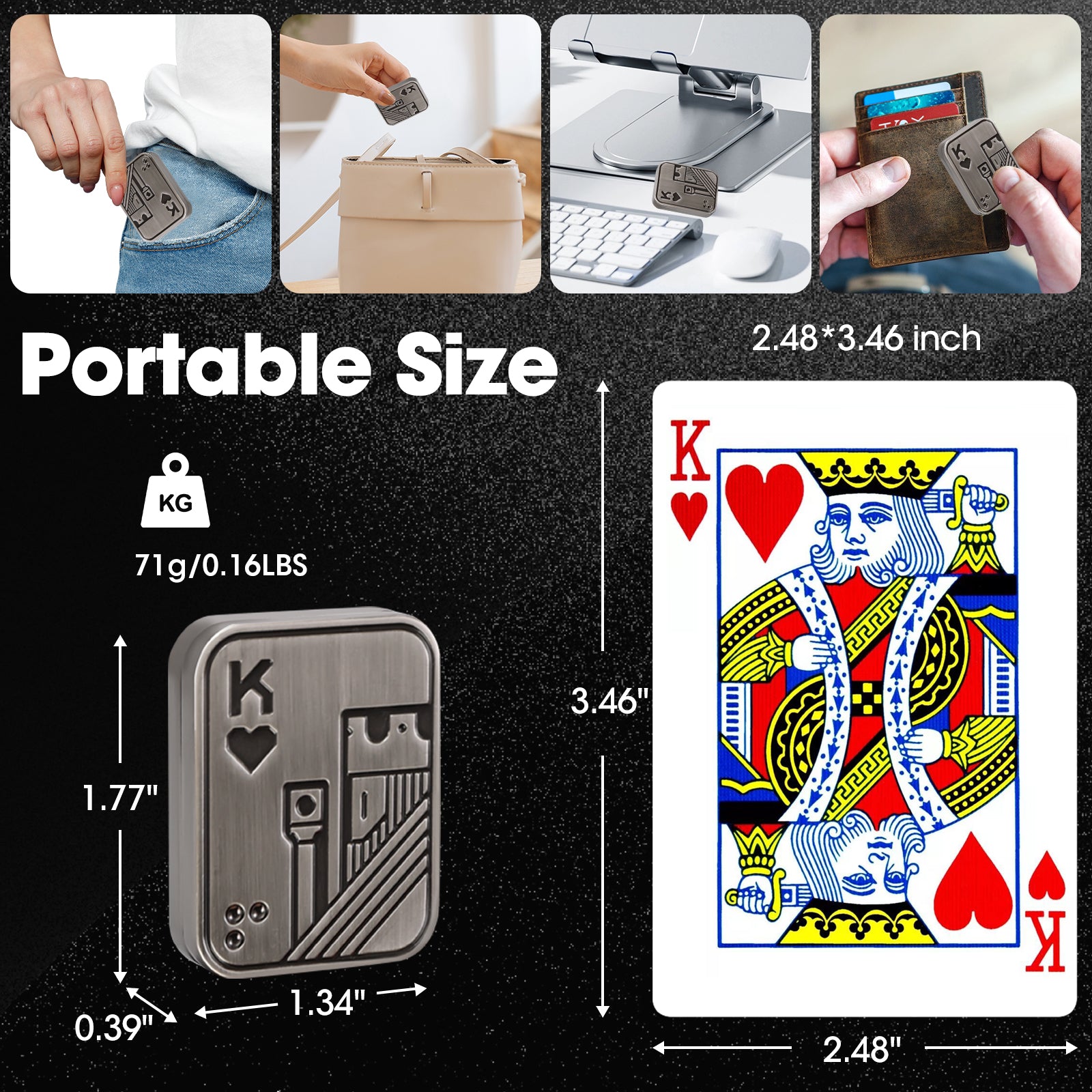 Fidget Slider, Metal Poker Push Card, Fidget Clicker, Fidget Toys for Adults Teens (Sliver K)