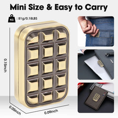 metal brick chocolate-bar fidget slider for adults, detail of the finish and mechanism