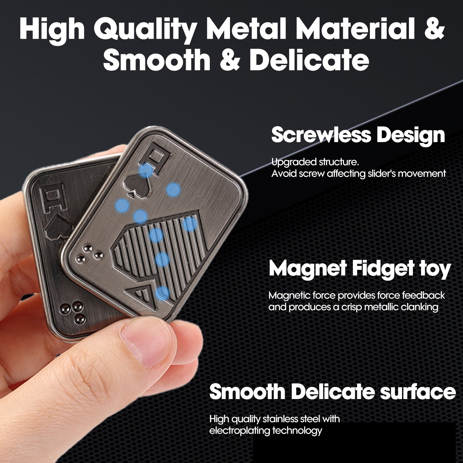 Fidget Slider, Metal Poker Push Card, Fidget Clicker, Fidget Toys for Adults Teens (Sliver A)