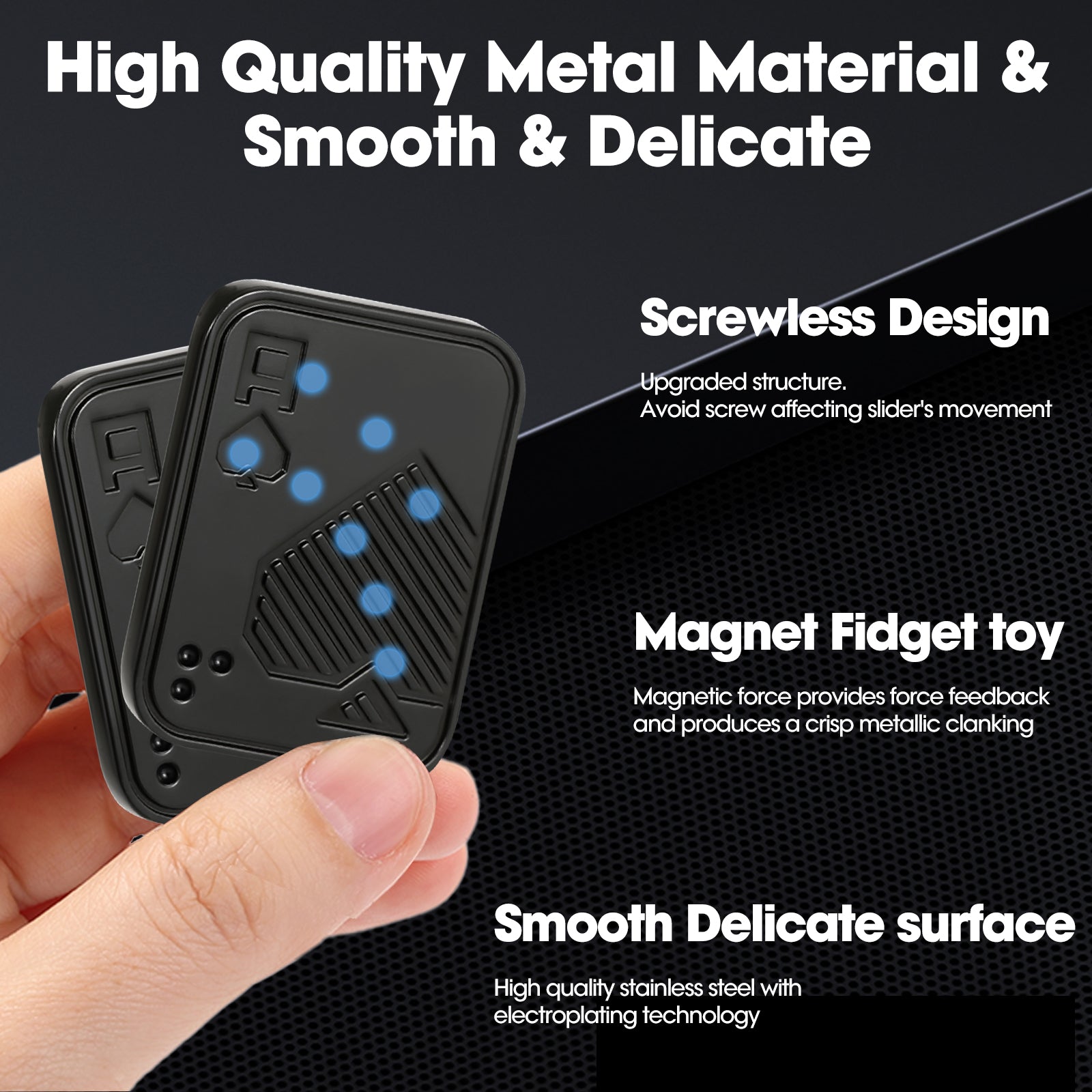 Fidget Slider, Metal Poker Push Card, Fidget Clicker, Fidget Toys for Adults Teens (Black A)