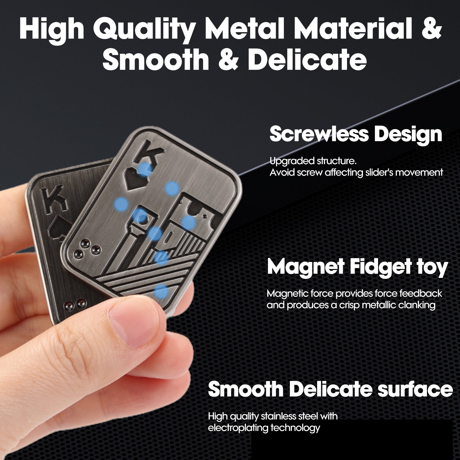 Fidget Slider, Metal Poker Push Card, Fidget Clicker, Fidget Toys for Adults Teens (Sliver K)