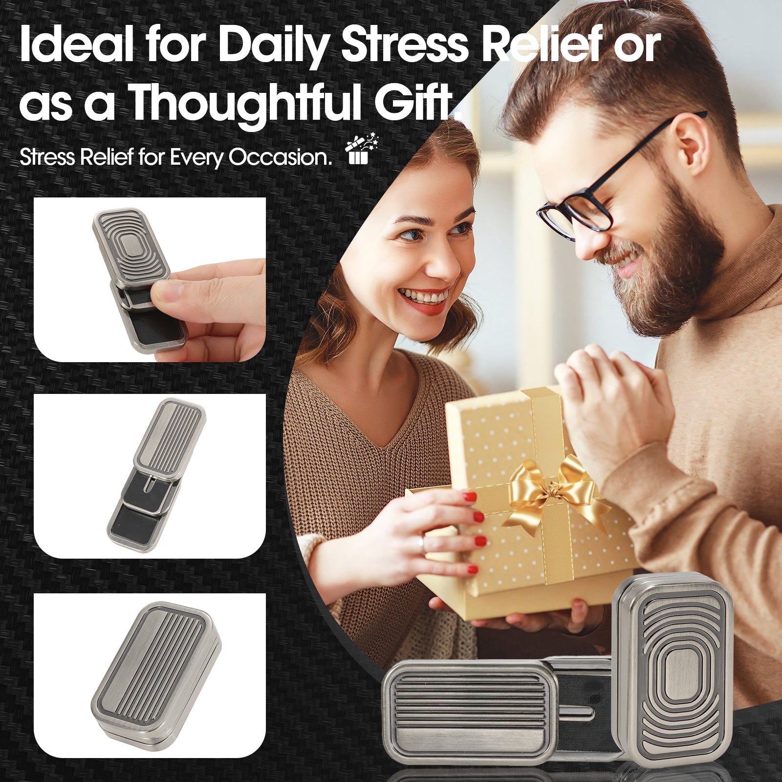 JUDIXY Magnetic Fidget Slider 3 Layer, Fdget Toys Adults for Stress Relief ADHD Anxiety with Click Sound, Portable Desk Fidget Gadget, Gifts for Boyfriend Husband Father
