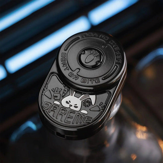 mixed black metal rabbit fidget slider for adults, showing the murdered-out mixed-black finish